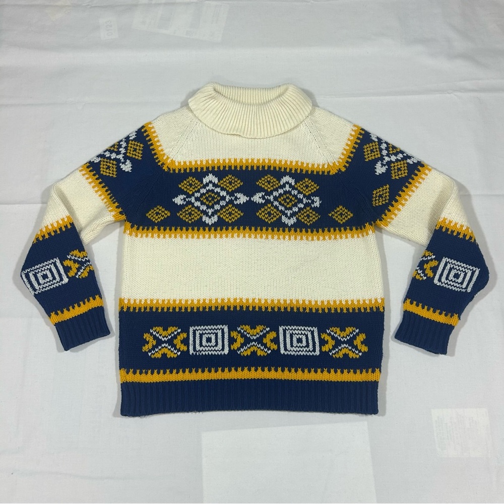 Vtg Kimlon Adult Large Nordic Ski Sweater Ribbed Mock Neck 100% Virgin Acrylic